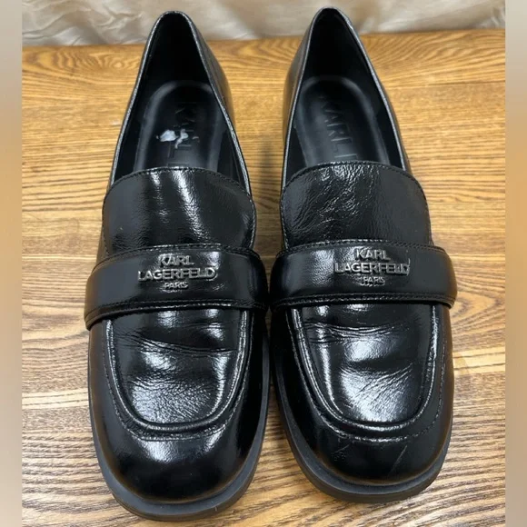 Karl Lagerfeld Paris Womens Madlen Black Leather Loafer Flats – US 8.5M / EU 39B - Picture 2 of 12